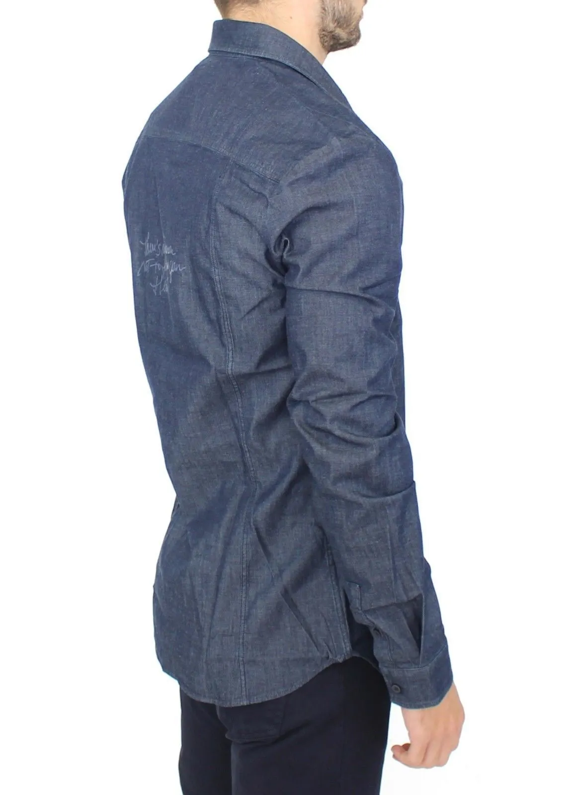 Blue Stretch Denim Jeans Cotton Casual Shirt