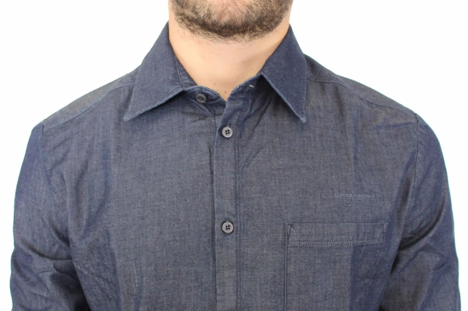 Blue Stretch Denim Jeans Cotton Casual Shirt