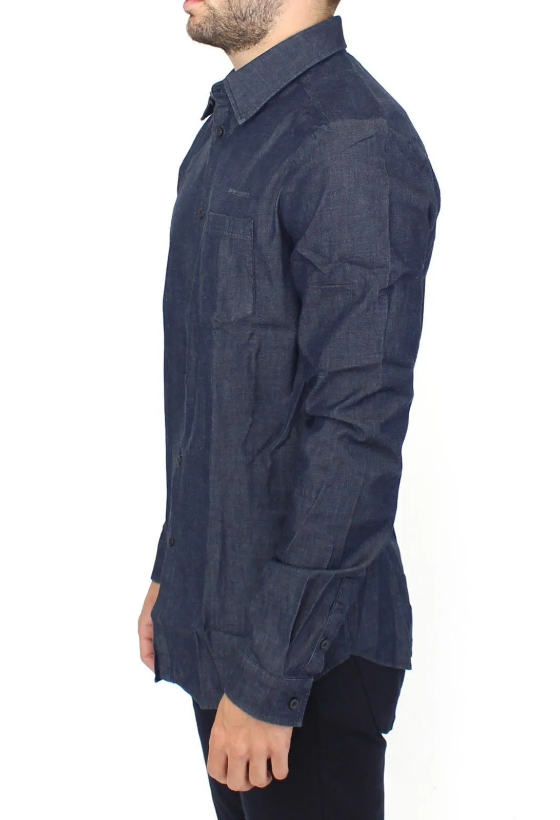 Blue Stretch Denim Jeans Cotton Casual Shirt