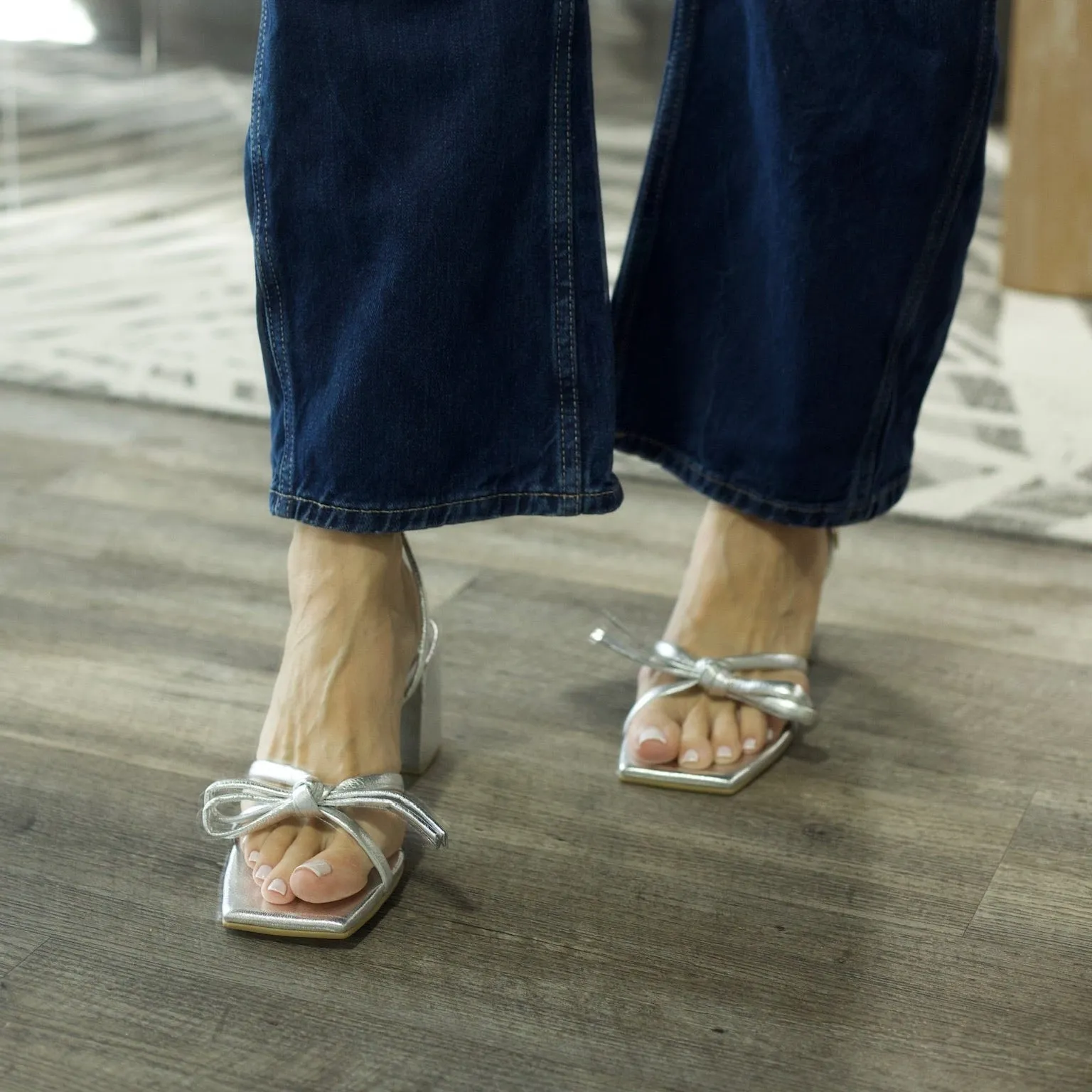 Chelsey Heel Sandals - Silver