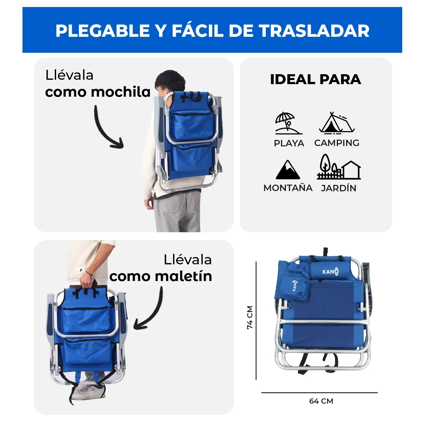 Combo Silla Mochila Mehuin   Quitasol Portátil Sundu