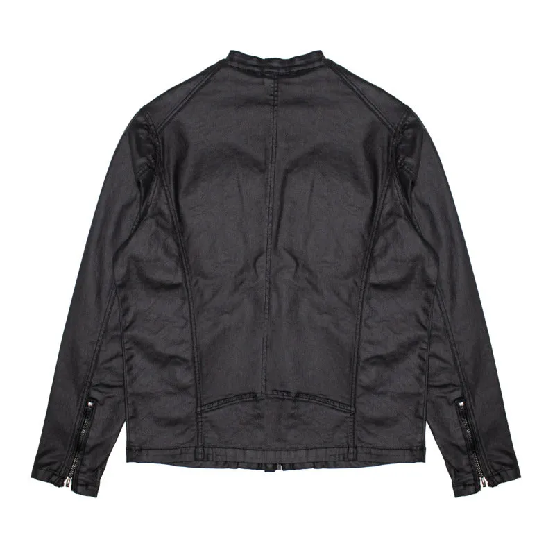 Cutty Men Captain Coated Denim Jacket - Black