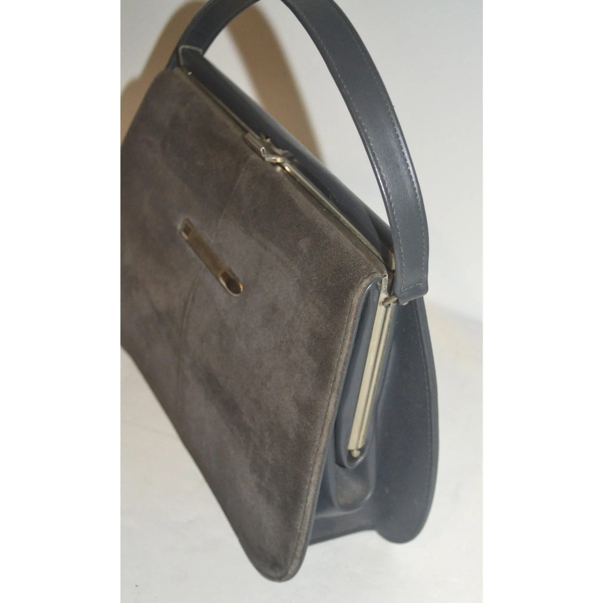 Grey Suede Handbag By Naturalizer