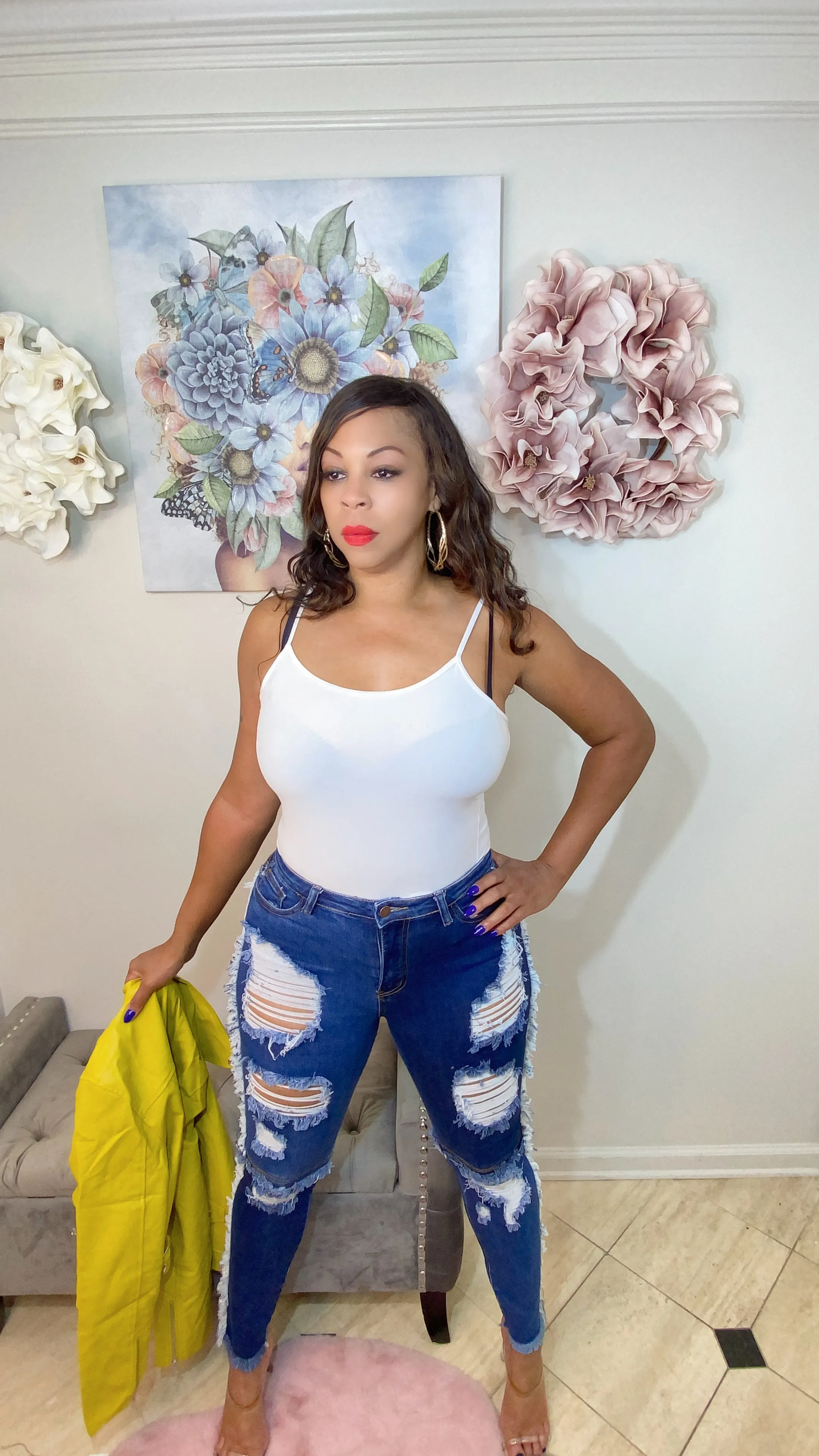 JEANS SALE! High Rise Destroyed Patchwork Jeans