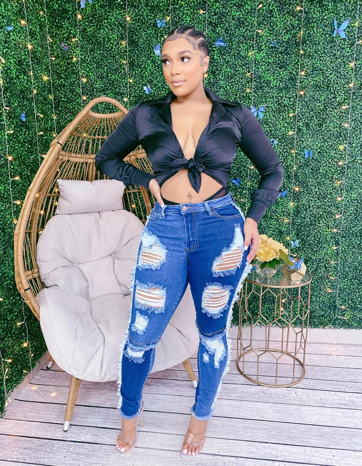 JEANS SALE! High Rise Destroyed Patchwork Jeans