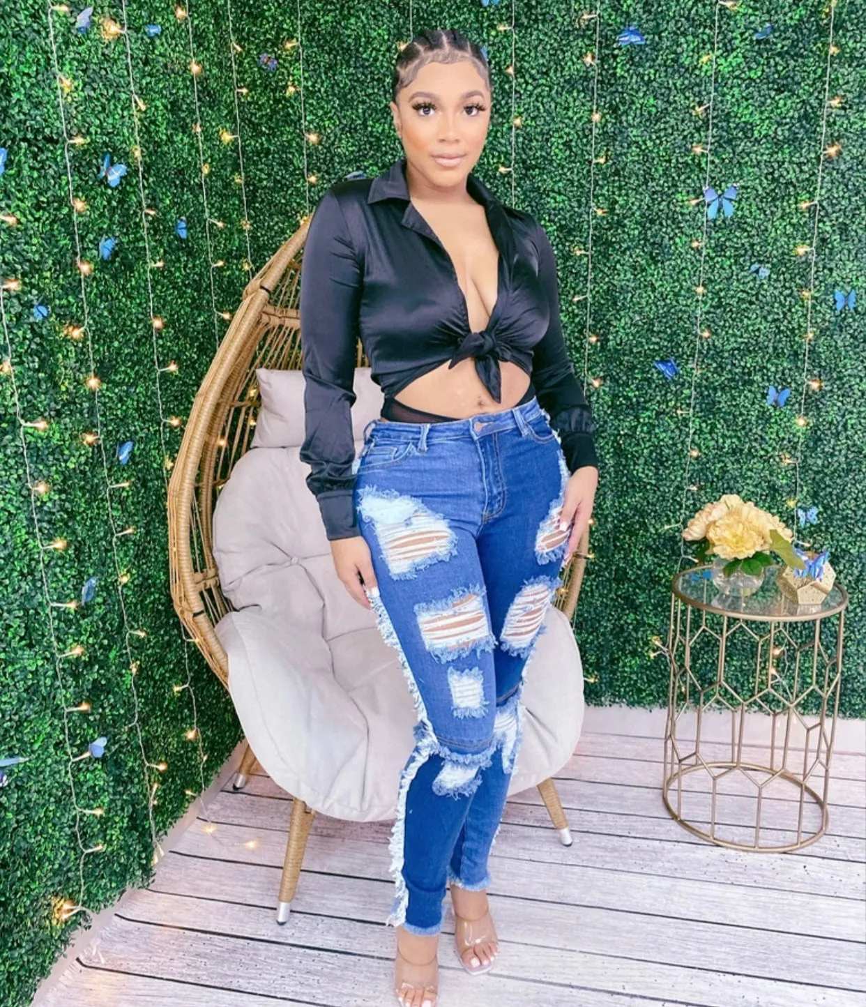 JEANS SALE! High Rise Destroyed Patchwork Jeans