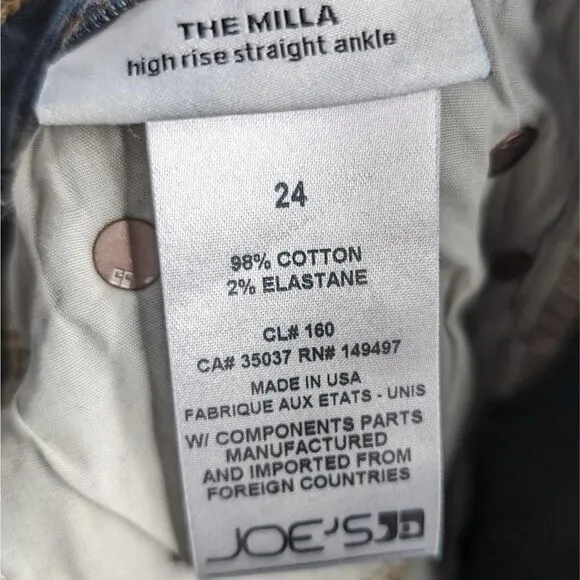 Joe's Jeans The Milla Jean High Rise Straight Ankle &amp; Cropped Size 24