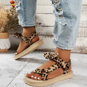 Leopard Print Sandals with Adjustable Straps
