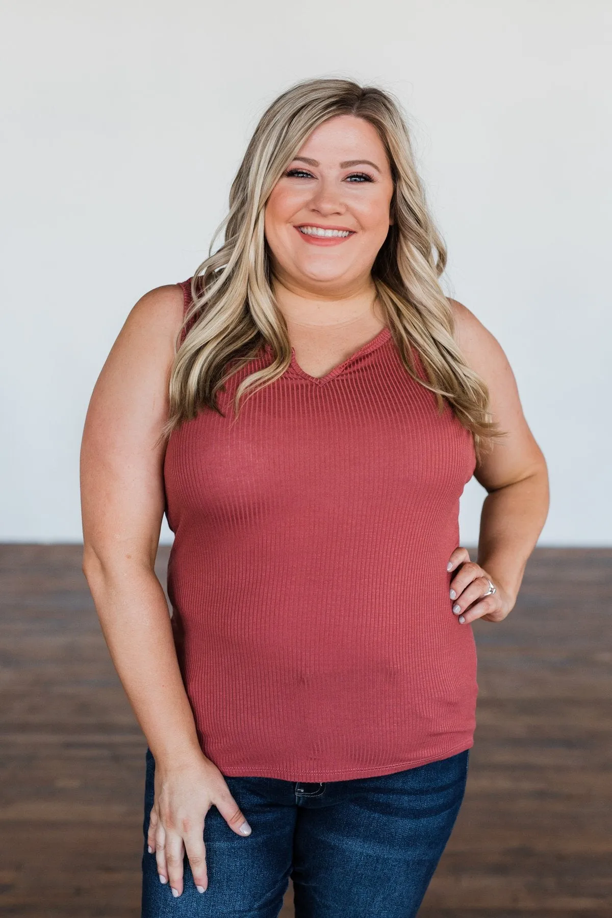 Light Up My Life Notch Tank Top- Cognac