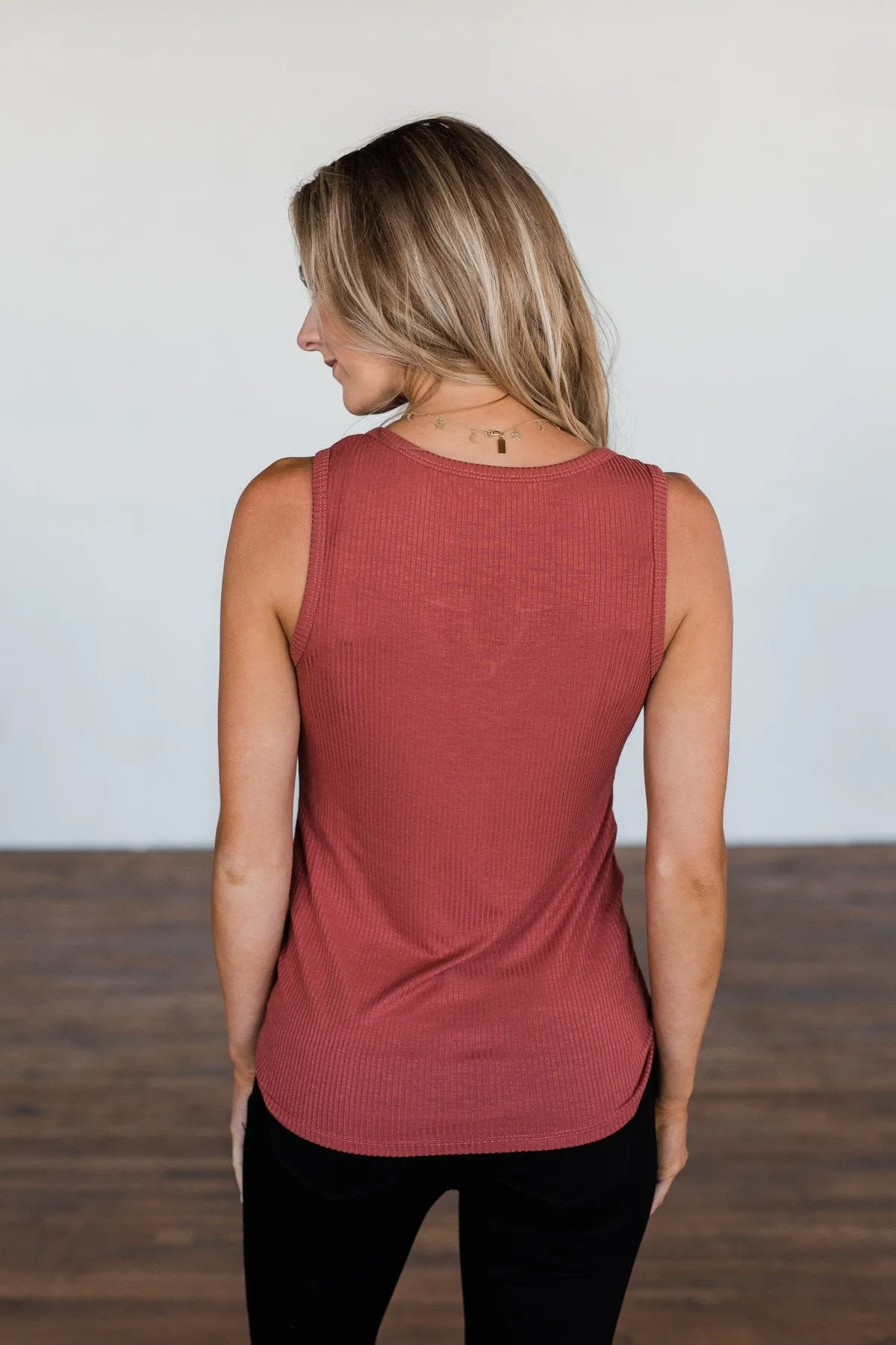 Light Up My Life Notch Tank Top- Cognac