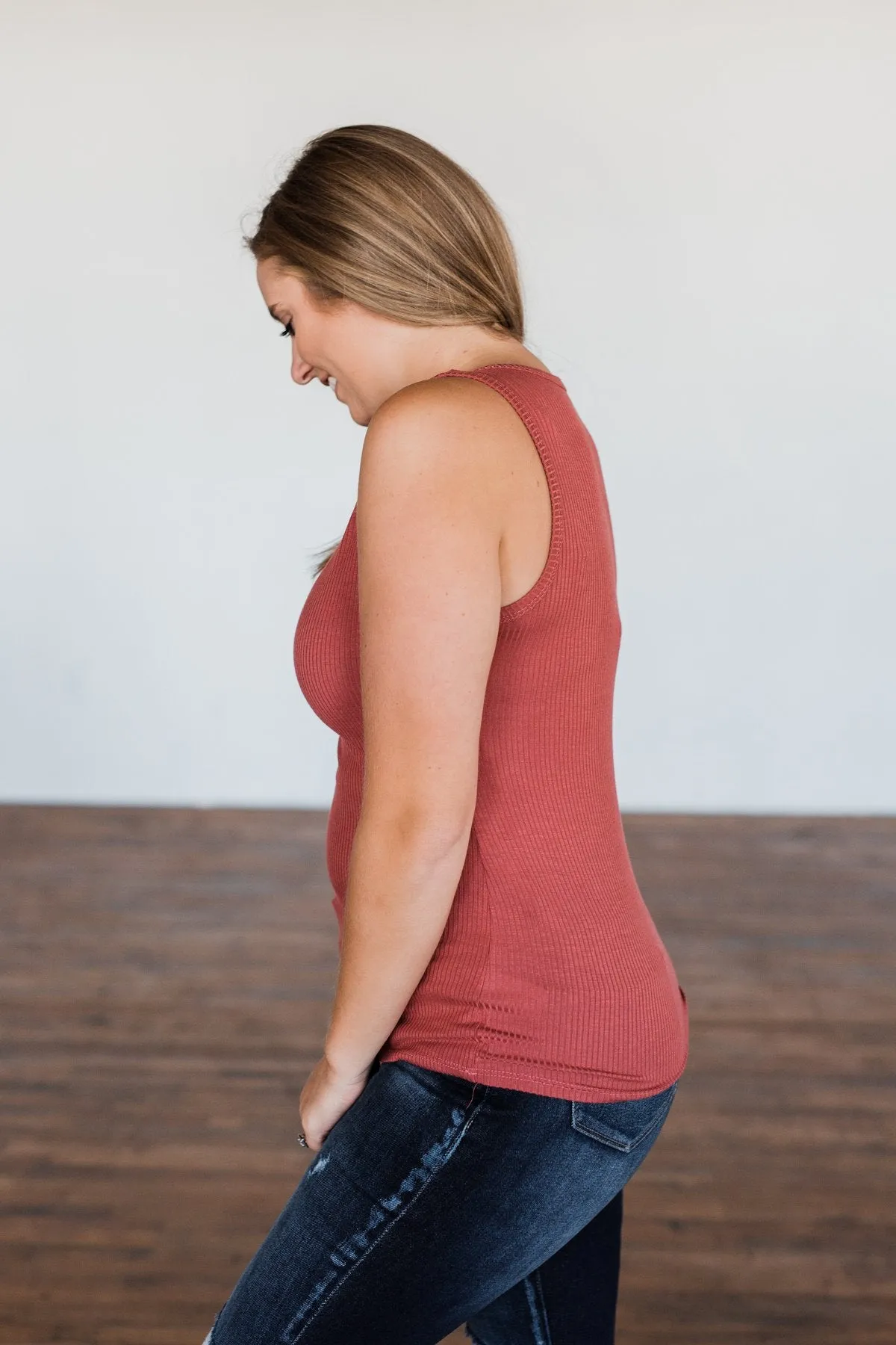 Light Up My Life Notch Tank Top- Cognac