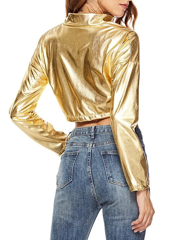 Lumbar Embossed Long Sleeve Short Jacket