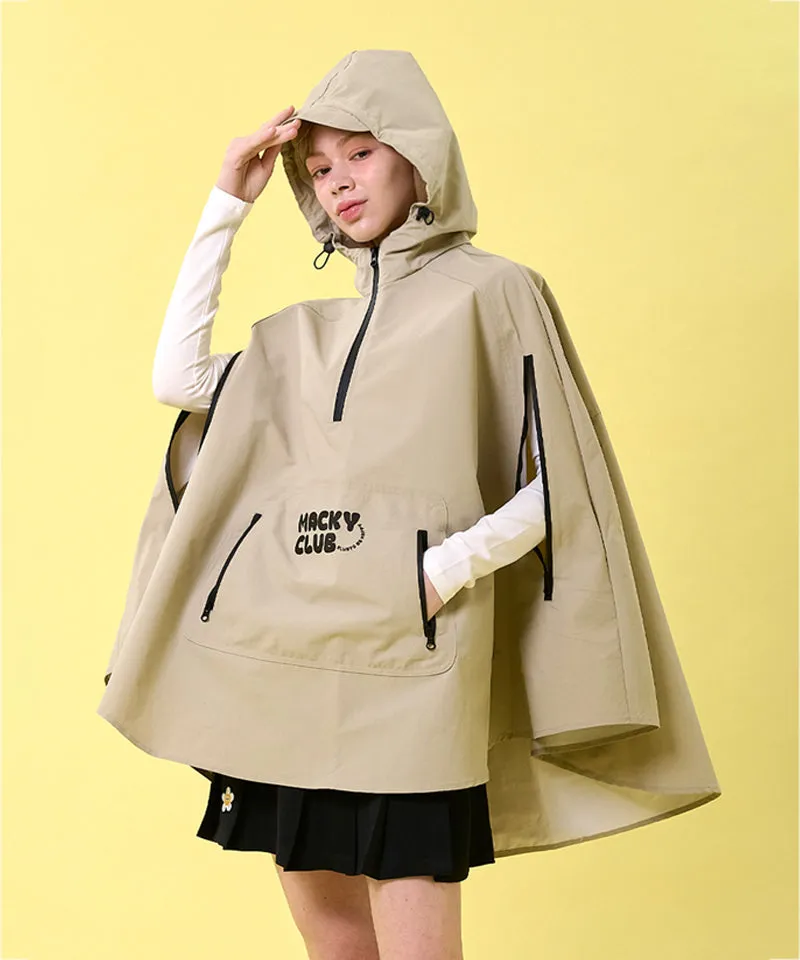MACKY Golf: Fluffy Pancho Raincoat - Beige