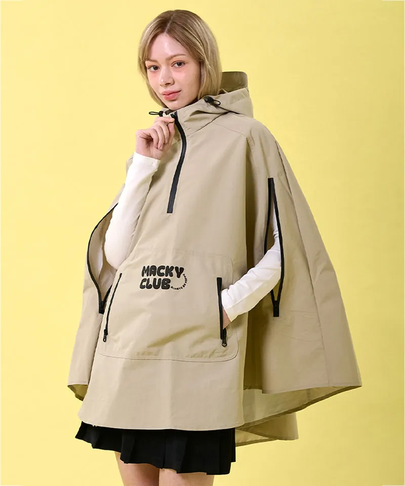MACKY Golf: Fluffy Pancho Raincoat - Beige