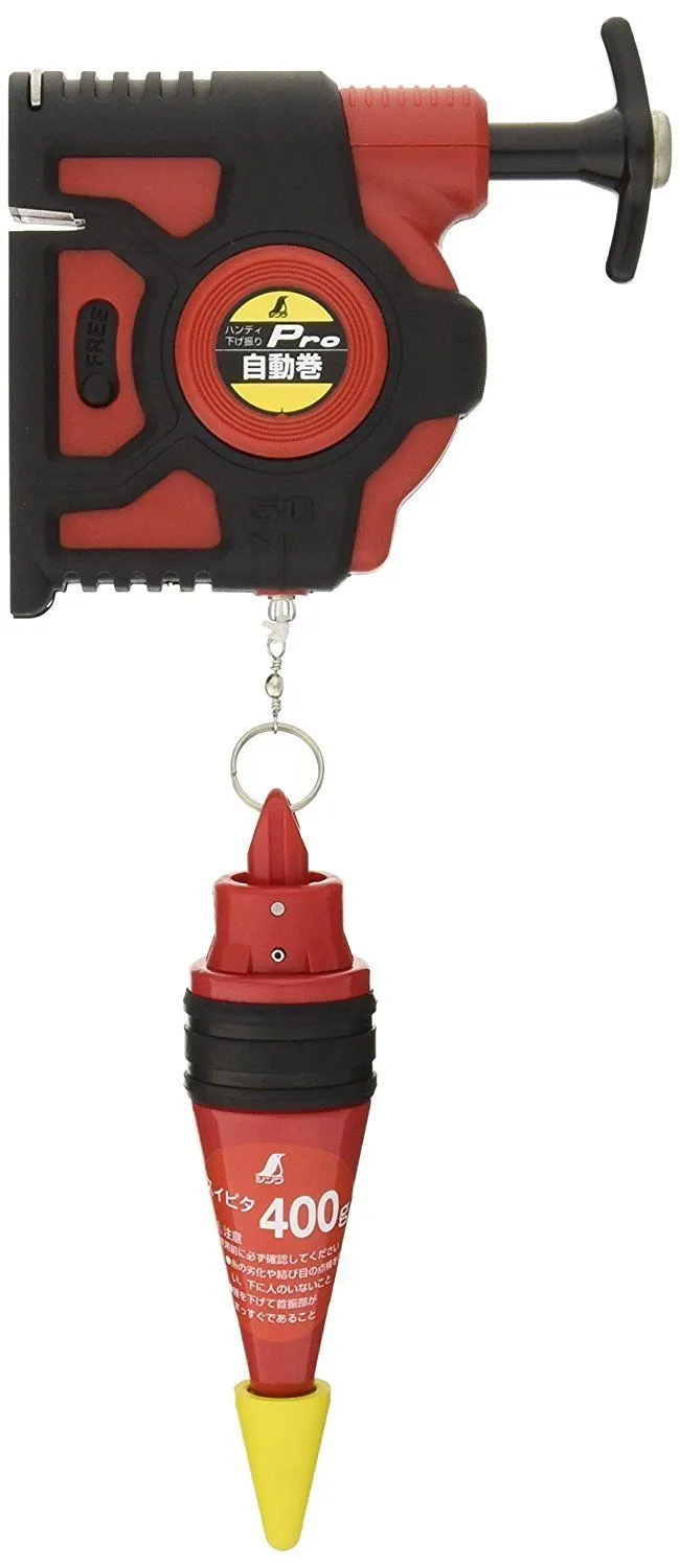 NEW!! Auto-Rewind Plumb Holder w/400g Plumb Bob (Shinwa)