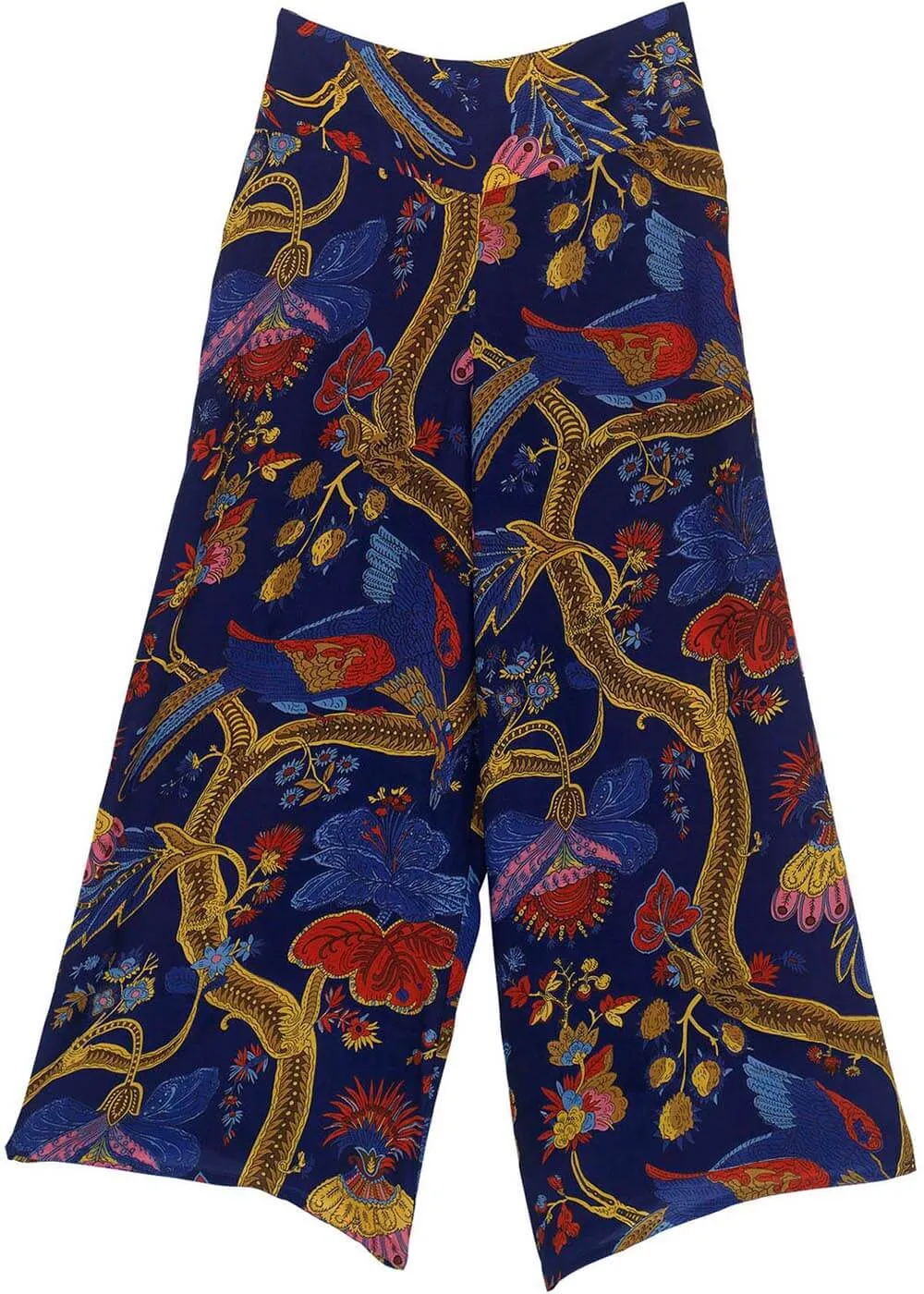 One Hundred Stars Climbing Peacock Crepe Palazzo Trousers Royalblue