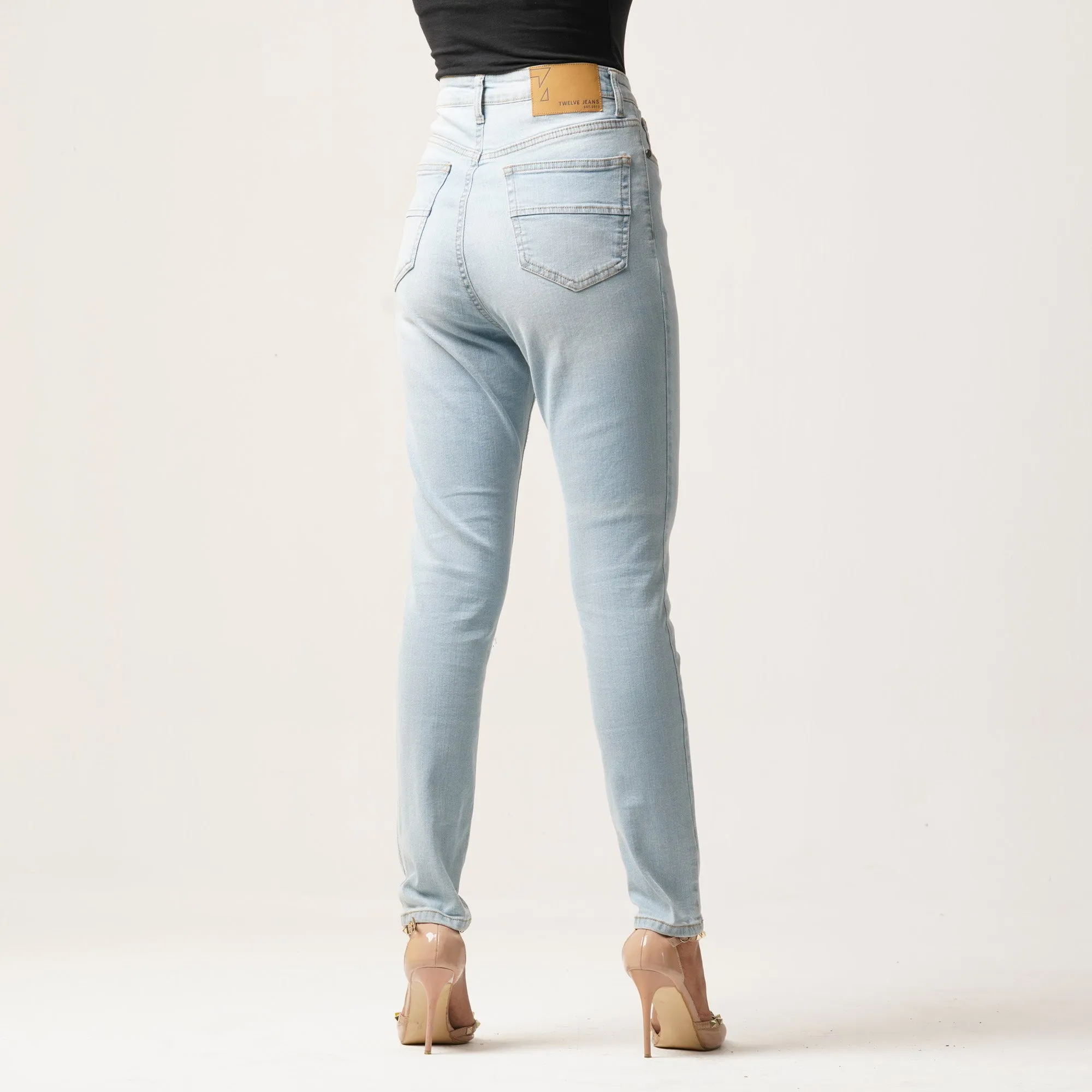 Womens Denim Long Pant-Light Blue