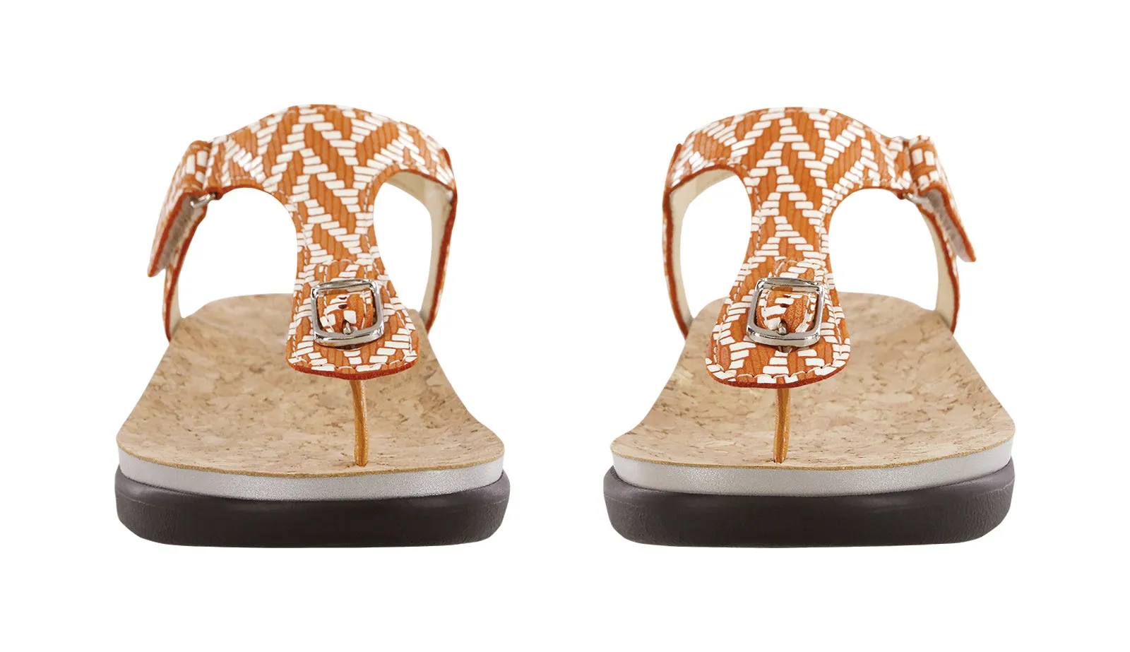 Women's Marina T-Strap Sandal in Chevron / Orange
