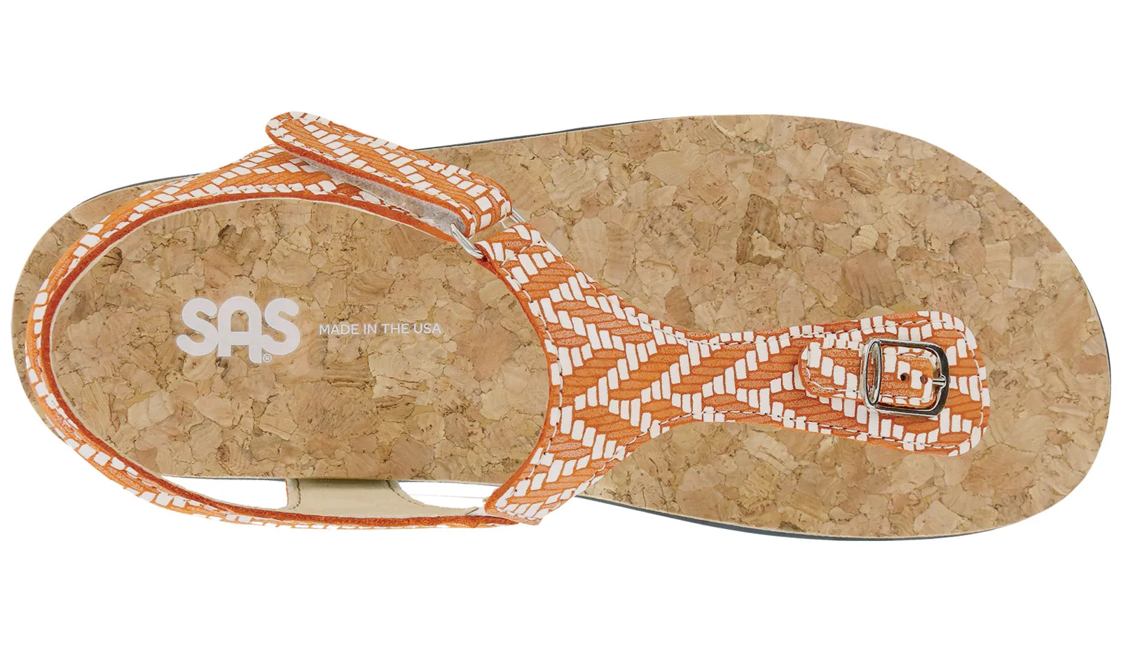 Women's Marina T-Strap Sandal in Chevron / Orange