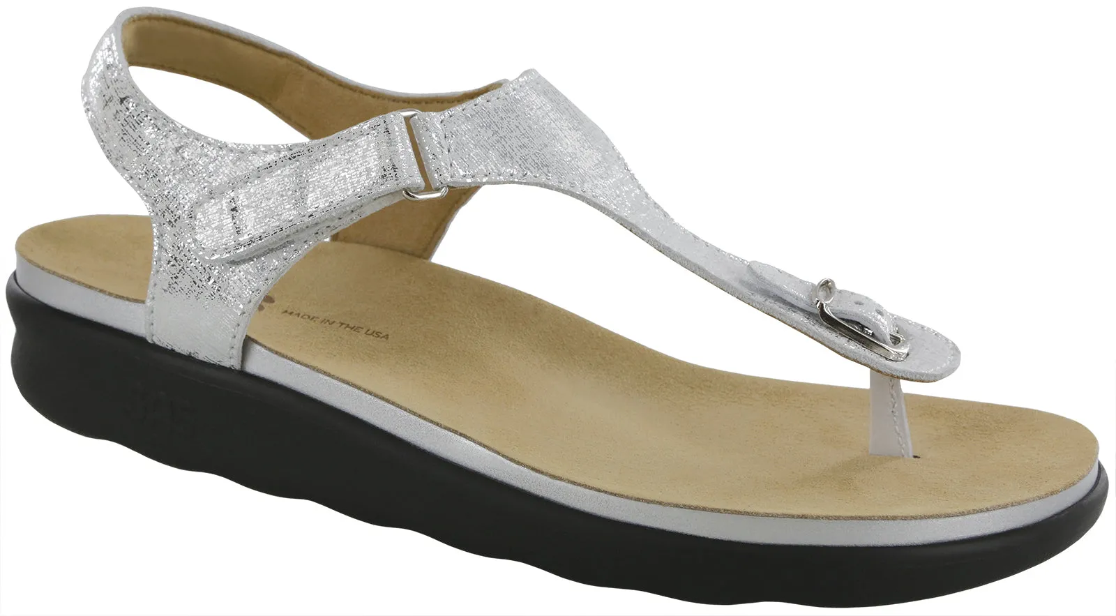 Women's Marina T-Strap Sandal in Shiny Silver