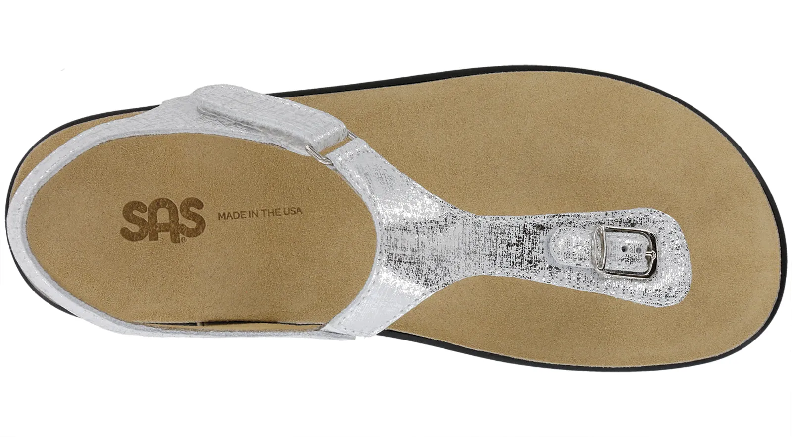 Women's Marina T-Strap Sandal in Shiny Silver