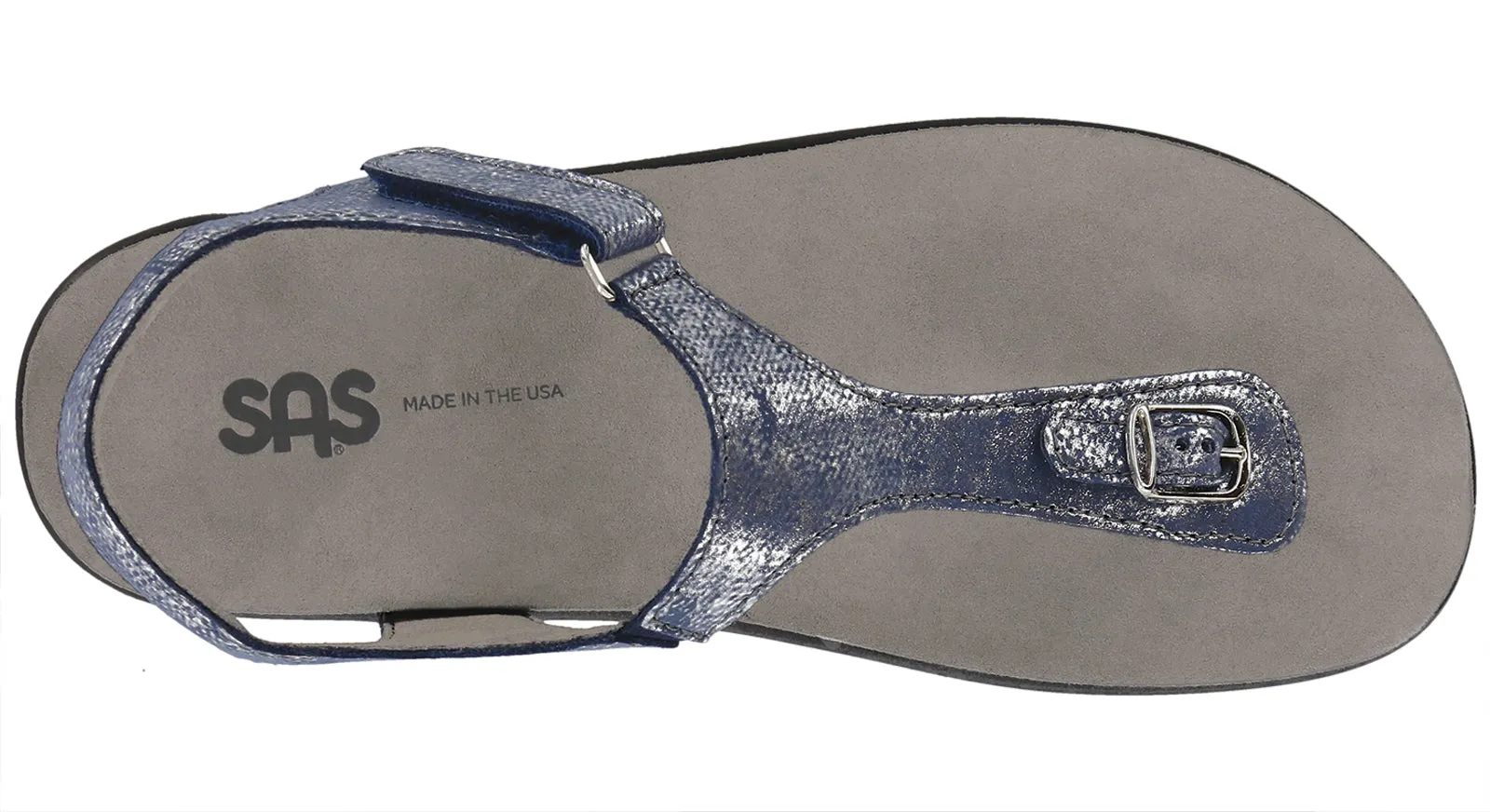 Women's Marina T-Strap Sandal in Silver Blue
