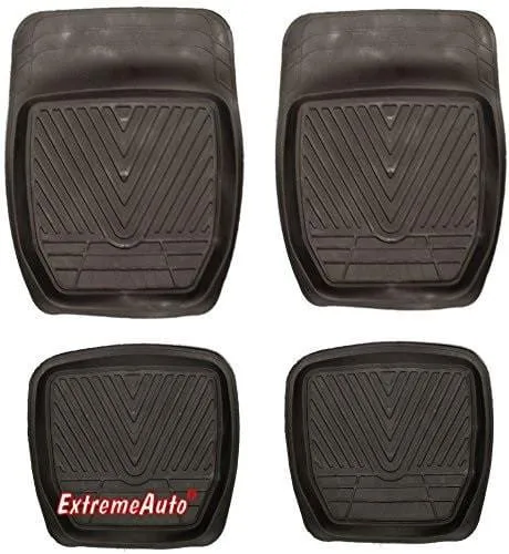 XtremeAuto® Universal Fit Full Set of Front & Rear Deep Tray Rubber Car MATS Black