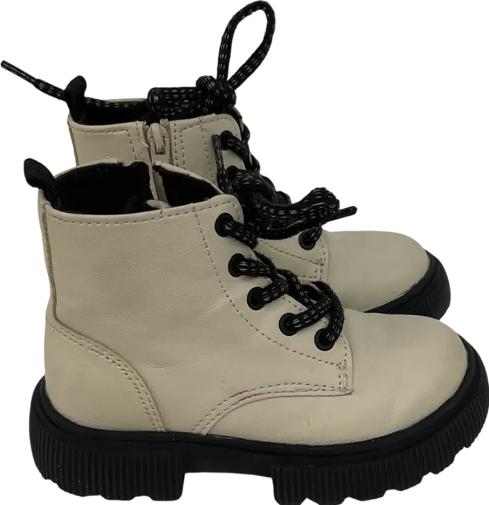 ZARA Cream Chunky Lace Up Ankle Boots UK 6 EU 23 👼